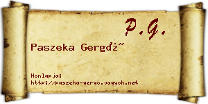 Paszeka Gergő névjegykártya